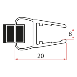 Set magnetických těsnění pro sklo 8mm a 3M pro nalepení , 2000mm (2ks) Set magnetických těsnění pro sklo 8mm a 3M pro nalepení , 2000mm (2ks)