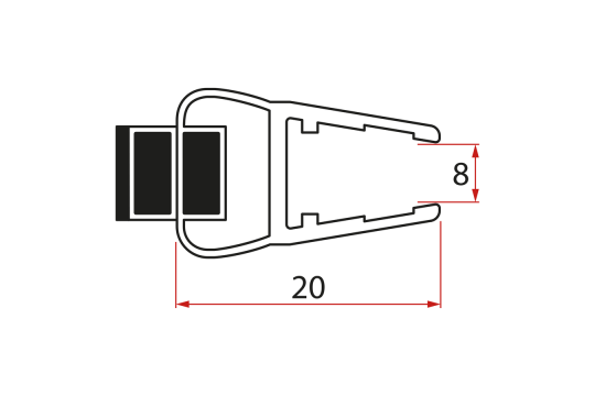 Set magnetických těsnění pro sklo 8mm a 3M pro nalepení , 2000mm (2ks)