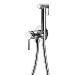 Podomítková bidetová baterie se Stop sprškou, hadice 1,2m, kulatá, chrom