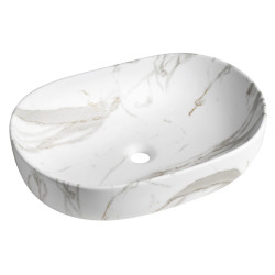 CALEO keramické umyvadlo na desku, 60x42cm, bianco carrara