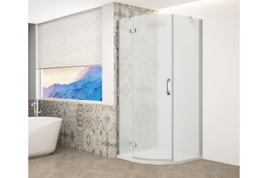 TRINITY CHROME čtvrtkruhový sprchový kout 900x900mm, matné sklo, levé