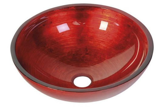 MURANO ROSSO IMPERO skleněné umyvadlo kulaté 40x14 cm, červená