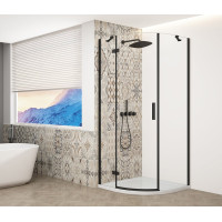 TRINITY BLACK čtvrtkruhový sprchový kout 900x900mm, čiré sklo, levé