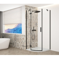 TRINITY BLACK čtvrtkruhový sprchový kout 900x900mm, čiré sklo, levé