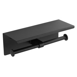 Dvojitý držák toaletního papíru s poličkou 30cm, černá mat Dvojitý držák toaletního papíru s poličkou 30cm, černá mat