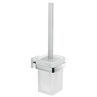 ELBA WC štětka závěsná, mléčné sklo, chrom