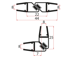 Set magnetických těsnění 45°pro sklo 8/8mm , 2000mm, černá