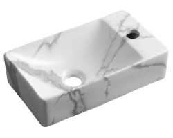 MARGITHA keramické umývátko 38x22cm, otvor pro baterii vpravo, carrara