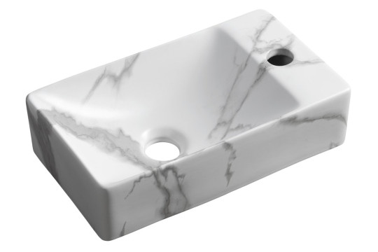 MARGITHA keramické umývátko 38x22cm, otvor pro baterii vpravo, carrara