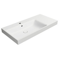 NUBES keramické umyvadlo 100x50cm, s odkládací plochou vpravo, bílá mat