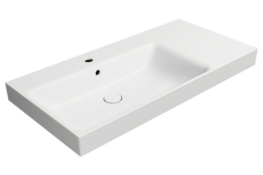 NUBES keramické umyvadlo 100x50cm, s odkládací plochou vpravo, bílá mat