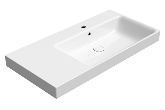 NUBES keramické umyvadlo 100x50cm, s odkládací plochou vlevo, bílá ExtraGlaze