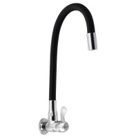 Nástěnný kulový ventil 1/2", flexibilní ramínko, chrom/černá mat Nástěnný kulový ventil 1/2", flexibilní ramínko, chrom/černá mat