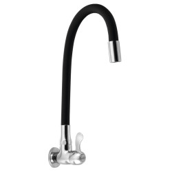 Nástěnný kulový ventil 1/2", flexibilní ramínko, chrom/černá mat
