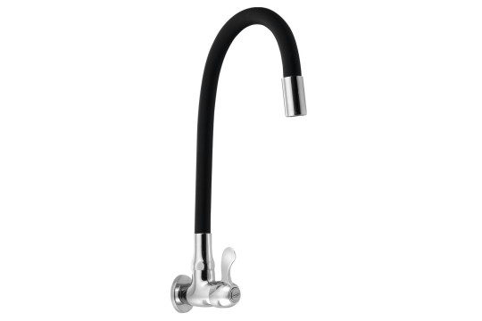 Nástěnný kulový ventil 1/2", flexibilní ramínko, chrom/černá mat