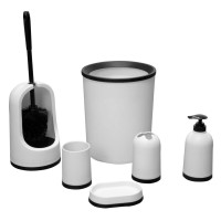 PLAIN koupelnový set 6 ks doplňků na postavení, bílá PLAIN koupelnový set 6 ks doplňků na postavení, bílá