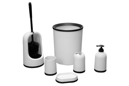 PLAIN koupelnový set 6 ks doplňků na postavení, bílá