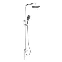 Mereo, Sprchový set s tyčí hranatý, černá hlavová sprcha a třípolohová ruční sprcha CB95001SB2