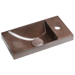 AGOS betonové umývátko 40x22cm, levé/pravé, tmavě hnědá pololesk