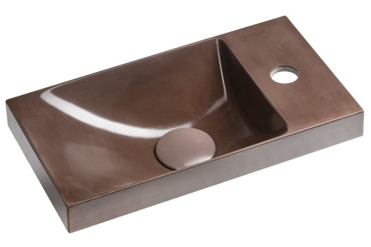 AGOS betonové umývátko 40x22cm, levé/pravé, tmavě hnědá pololesk