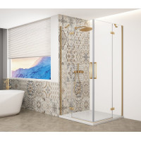 TRINITY GOLD MATT čtvercový sprchový kout 900x900mm, rohový vstup, čiré sklo