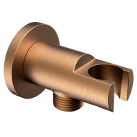 Držák sprchy kulatý, pevný, s vyústěním, měď mat