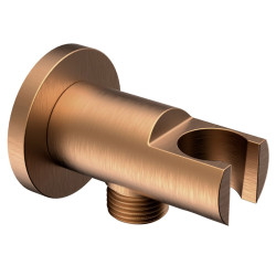 Držák sprchy kulatý, pevný, s vyústěním, měď mat Držák sprchy kulatý, pevný, s vyústěním, měď mat