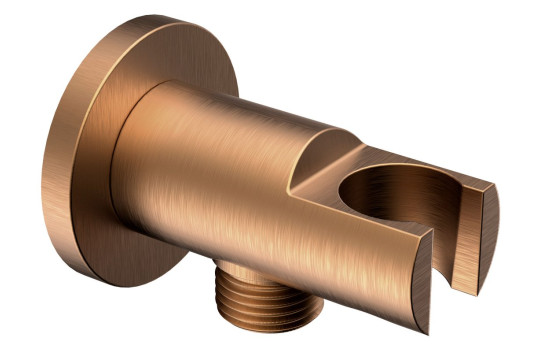 Držák sprchy kulatý, pevný, s vyústěním, měď mat Držák sprchy kulatý, pevný, s vyústěním, měď mat