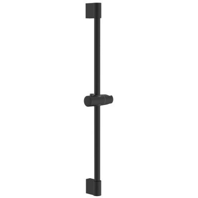 Sprchová tyč, posuvný držák, kulatá, 708mm, ABS/černá mat