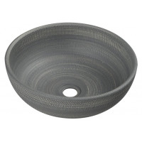 PRIORI keramické umyvadlo, průměr 41 cm, 15 cm, šedá se vzorem