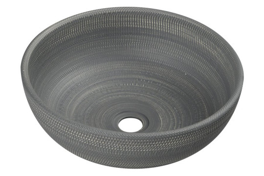 PRIORI keramické umyvadlo, průměr 41 cm, 15 cm, šedá se vzorem