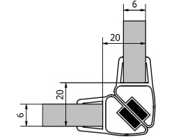 Sada dvou těsnění (magnet) na 6mm sklo, 2000mm, varianta roh