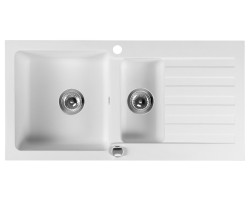 Dřez granitový vestavný s odkapávací plochou a vaničkou, 96x48 cm, bílá Dřez granitový vestavný s odkapávací plochou a vaničkou, 96x48 cm, bílá