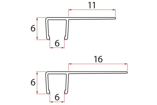 Set svislých těsnění pro sklo 6/6mm, 1900mm (2ks)