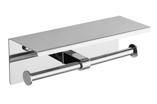 Dvojitý držák toaletního papíru s poličkou 30cm, chrom Dvojitý držák toaletního papíru s poličkou 30cm, chrom