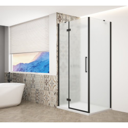 TRINITY BLACK čtvercový sprchový kout 800x800mm, matné sklo, levé