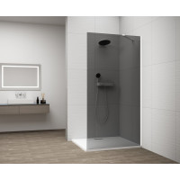 ESCA WHITE MATT jednodílná sprchová zástěna k instalaci ke stěně, kouřové sklo, 1100 mm