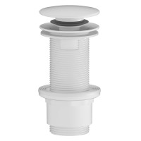 Umyvadlová výpust 5/4“, click-clack, velká zátka, 10-80mm, ABS/bílá mat