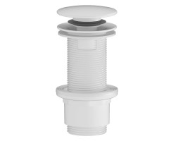 Umyvadlová výpust 5/4“, click-clack, velká zátka, 10-80mm, ABS/bílá mat