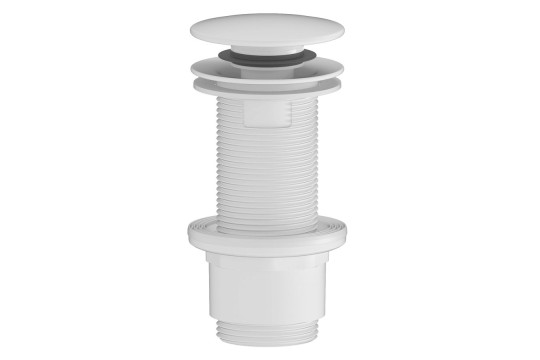 Umyvadlová výpust 5/4“, click-clack, velká zátka, 10-80mm, ABS/bílá mat