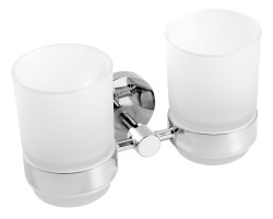 Dvojitý držák kartáčků a pasty sklo Mephisto chrom