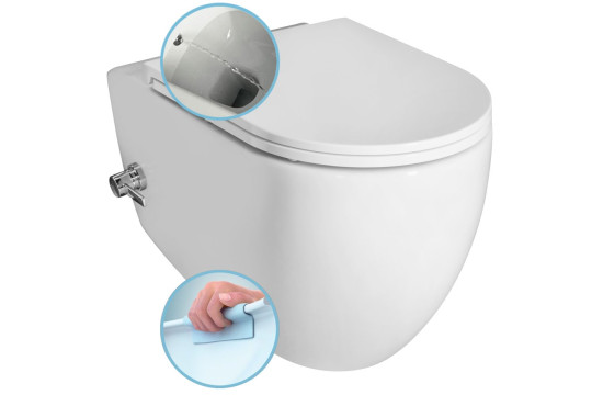 INFINITY CLEANWASH závěsná WC mísa Rimless, integrovaná baterie a bidet. sprška, 36,5x53cm, bílá