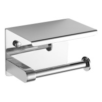 Držák toaletního papíru s poličkou, chrom