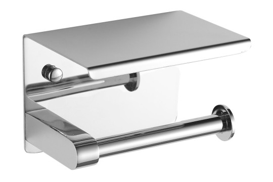 Držák toaletního papíru s poličkou, chrom
