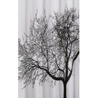 Sprchový závěs 180x200cm, polyester, černá/bílá, strom