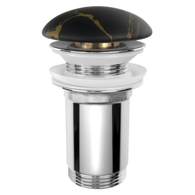 Umyvadlová výpust 5/4“, click-clack, keramická zátka, 10-50mm, portoro mramor Umyvadlová výpust 5/4“, click-clack, keramická zátka, 10-50mm, portoro mramor