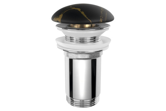 Umyvadlová výpust 5/4“, click-clack, keramická zátka, 10-50mm, portoro mramor Umyvadlová výpust 5/4“, click-clack, keramická zátka, 10-50mm, portoro mramor