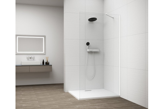 ESCA WHITE MATT jednodílná sprchová zástěna k instalaci ke stěně, sklo čiré, 1000 mm