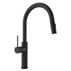 FLAWO stojánková dřezová baterie s výsuvnou sprškou, černá mat
