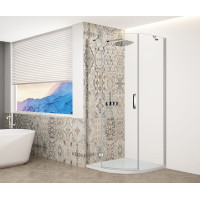 TRINITY CHROME čtvrtkruhový sprchový kout 900x900mm, čiré sklo, levé